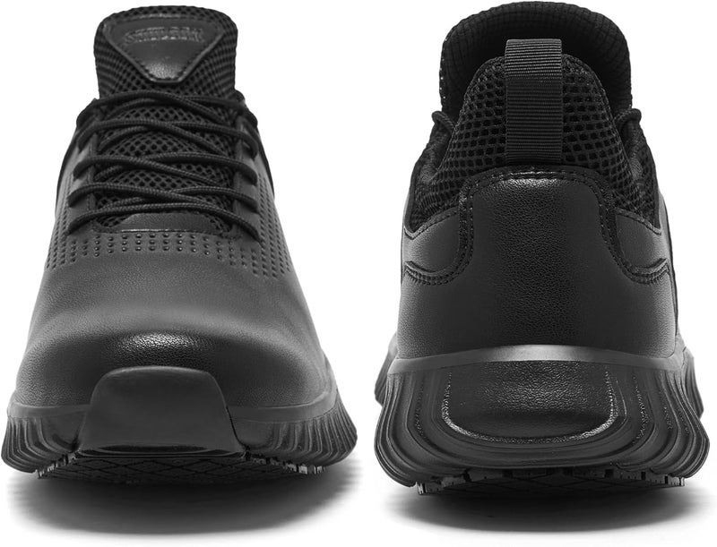 SHULOOK Men's Non Slip Work Shoes Lace Up Slip Resistant Sneakers Waterproof Food Service Kitchen Chef Restaurant Slip On Walking Shoes Lightweight Comfortable Nursing Shoes Working Footwear - Image 3